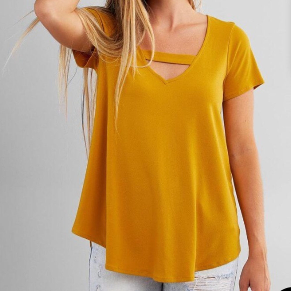 Mustard yellow V-neck zip up